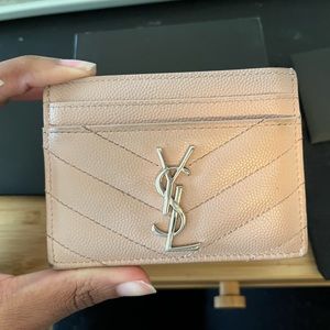YSL MONOGRAM CARD CASE IN GRAIN DE POUDRE EMBOSSED LEATHER